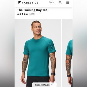 Mens Fabletics Training day tee dark teal
